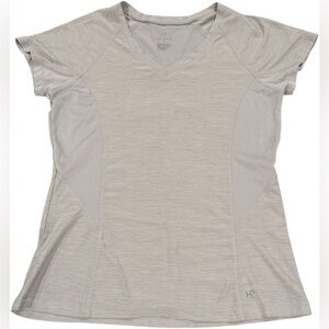 H2 Hannah Light Gray V-Neck Short Sleeve Workout Top